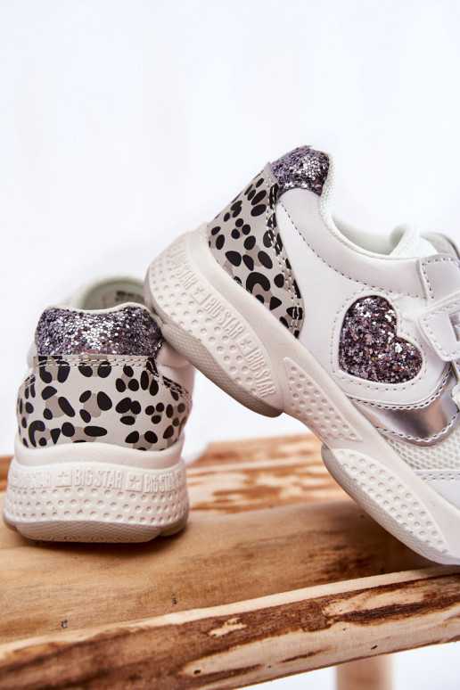 Bērnu sporta apavi ar lipīgām aizdarēm Big Star KK374022 baltas krāsas