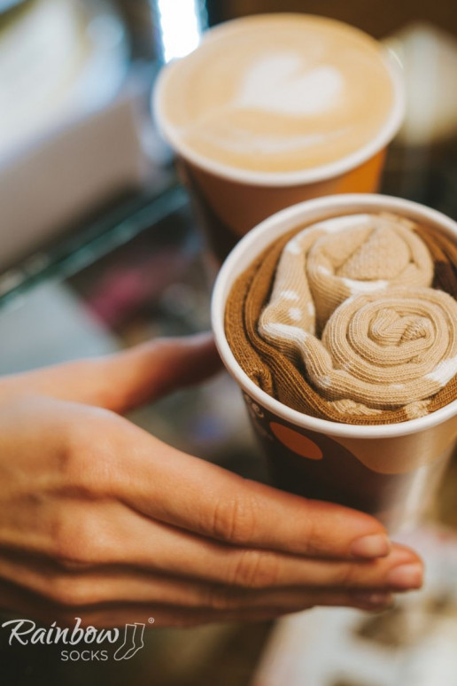 Varavīksnes zeķes Caffe Latte 1 Pāris