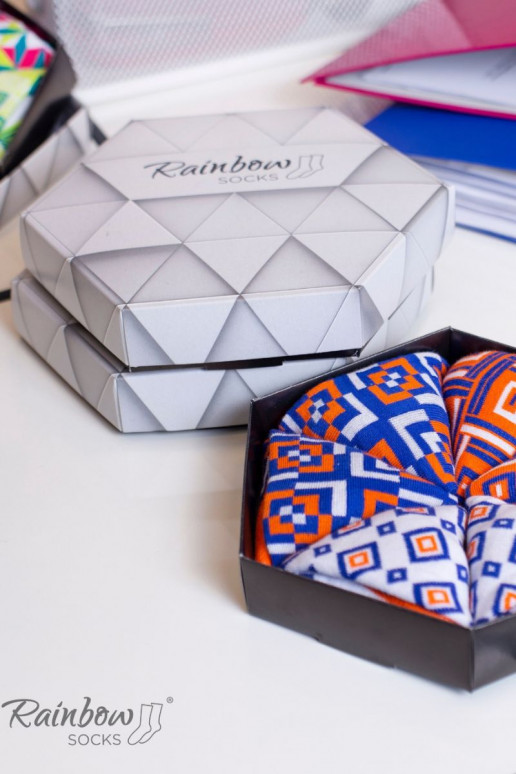 Varavīksnes zeķes ar ģeometriskiem rakstiem 3 Pāris