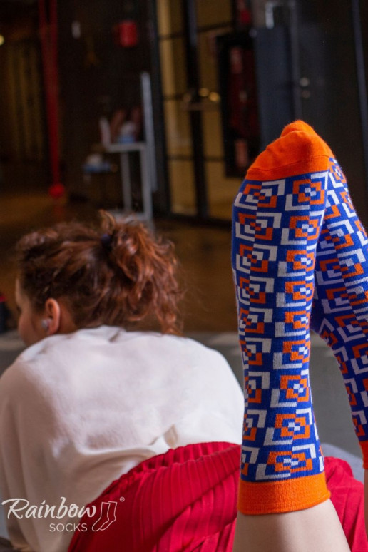 Varavīksnes zeķes ar ģeometriskiem rakstiem 3 Pāris