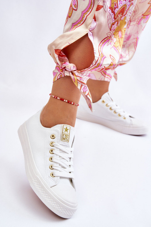 Klasiska modeļa brīvā laika apavi Baltas-Zelta krāsas Ecoma