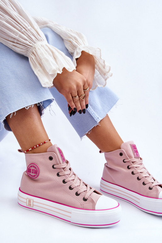 Auduma brīvā laika apavi ar platformu Big Star LL274186 Rozā krāsas