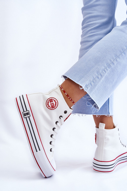 Auduma brīvā laika apavi ar platformu Big Star LL274185 baltas krāsas