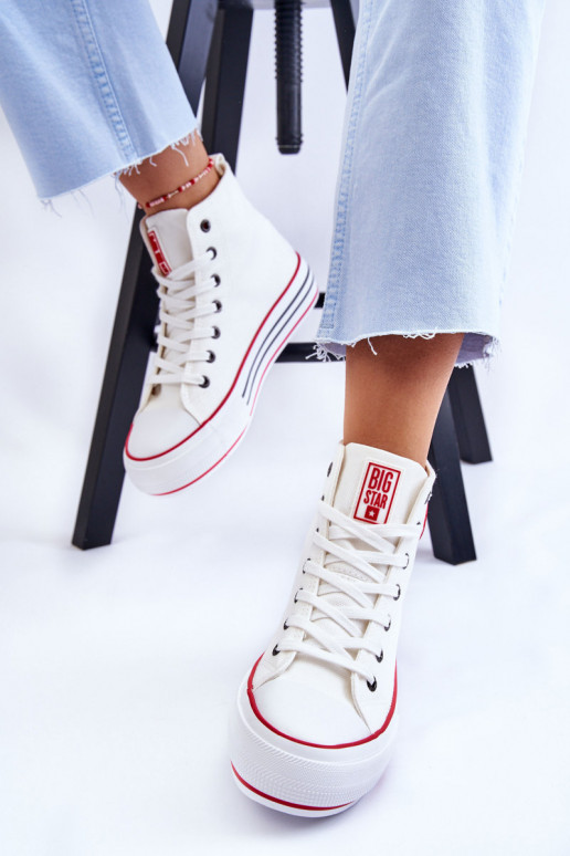 Auduma brīvā laika apavi ar platformu Big Star LL274185 baltas krāsas