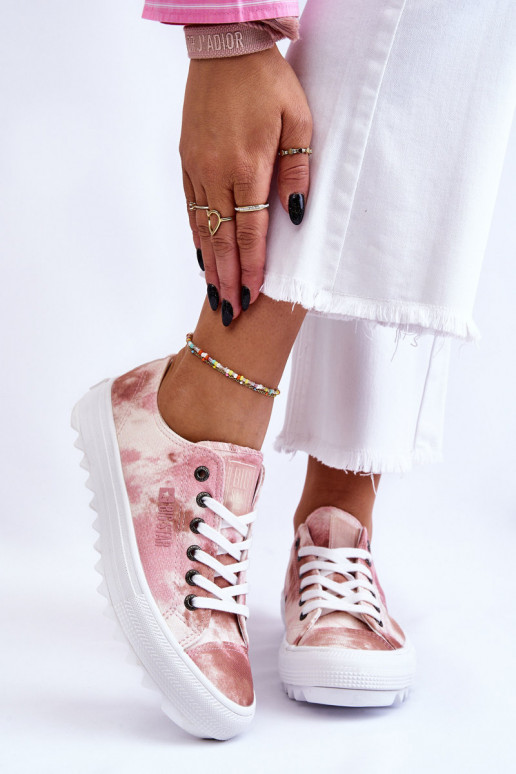 Stilīgasrnas sporta apavi ar līdzenu zoli Big Star LL274044 rozā krāsa-smilšu krāsas