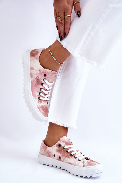 Stilīgasrnas sporta apavi ar līdzenu zoli Big Star LL274044 rozā krāsa-smilšu krāsas