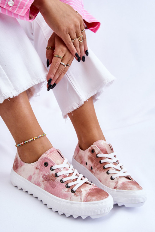 Stilīgasrnas sporta apavi ar līdzenu zoli Big Star LL274044 rozā krāsa-smilšu krāsas