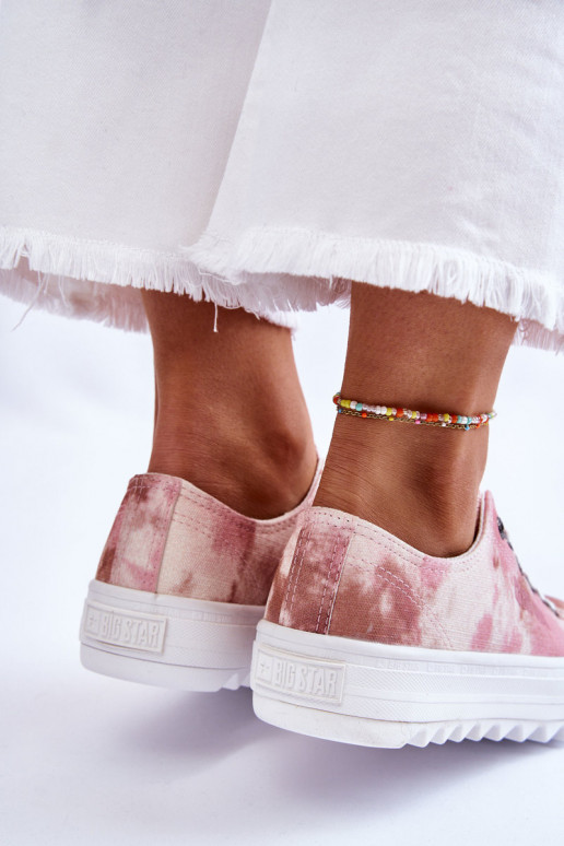 Stilīgasrnas sporta apavi ar līdzenu zoli Big Star LL274044 rozā krāsa-smilšu krāsas