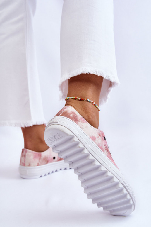 Stilīgasrnas sporta apavi ar līdzenu zoli Big Star LL274044 rozā krāsa-smilšu krāsas