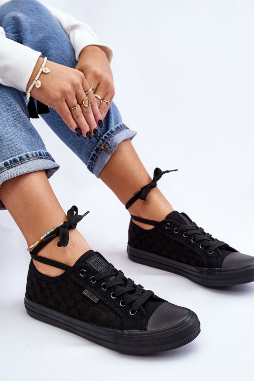 Klasiska modeļa sporta apavi ar līdzenu zoli Big Star LL274072 melnas krāsas