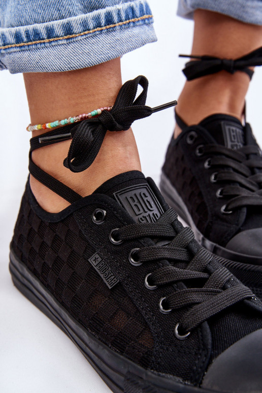 Klasiska modeļa sporta apavi ar līdzenu zoli Big Star LL274072 melnas krāsas