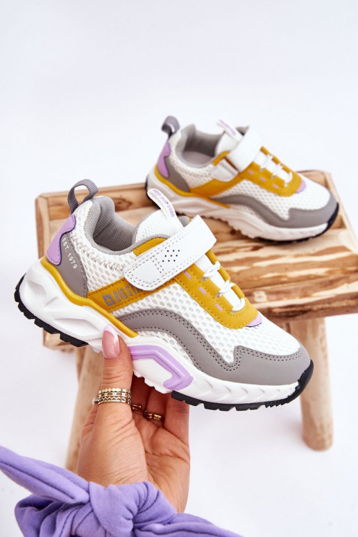 Bērnu apavi ar lipīgām aizdarēm Big Star JJ374257 Baltas-Dzelteni