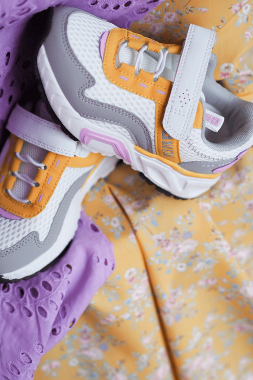 Bērnu apavi ar lipīgām aizdarēm Big Star JJ374257 Baltas-Dzelteni