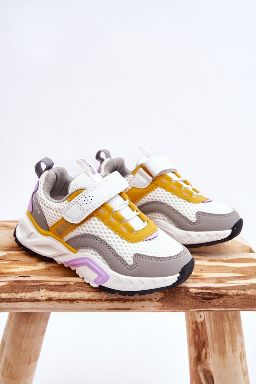 Bērnu apavi ar lipīgām aizdarēm Big Star JJ374257 Baltas-Dzelteni