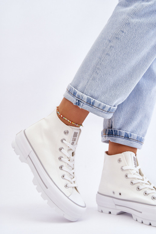Auduma brīvā laika apavi ar platformu Big Star LL274156 baltas krāsas