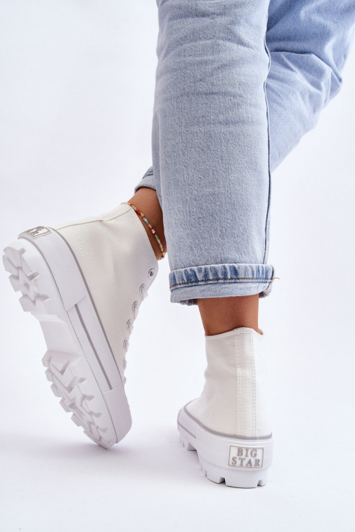 Auduma brīvā laika apavi ar platformu Big Star LL274156 baltas krāsas