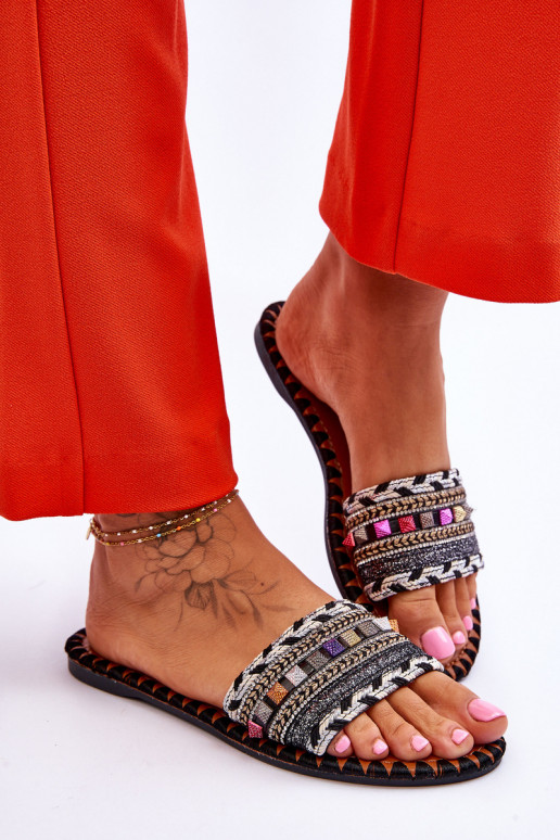 Dekorētas Čības melnas krāsas Bellisa