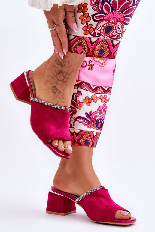 zamšādas čības ar papēdi S.Barski KV-612-2 rozā krāsas