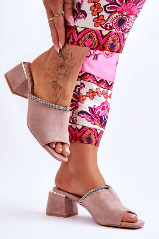 zamšādas čības ar papēdi S.Barski KV-612-2 smilšu krāsas