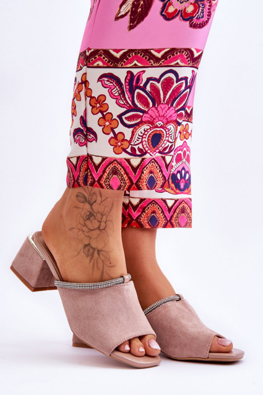 zamšādas čības ar papēdi S.Barski KV-612-2 smilšu krāsas