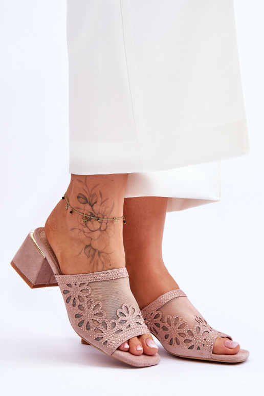 Čības ar papēdi ar tīkliņu S.Barski KV-612-1 Nude