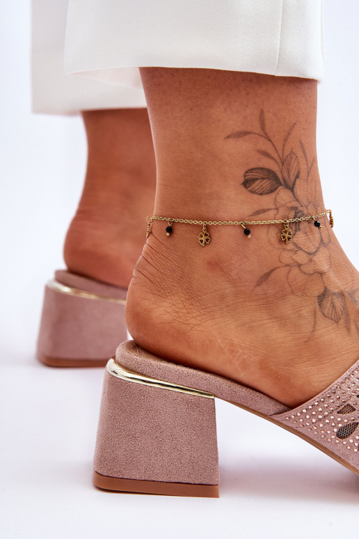 Čības ar papēdi ar tīkliņu S.Barski KV-612-1 Nude