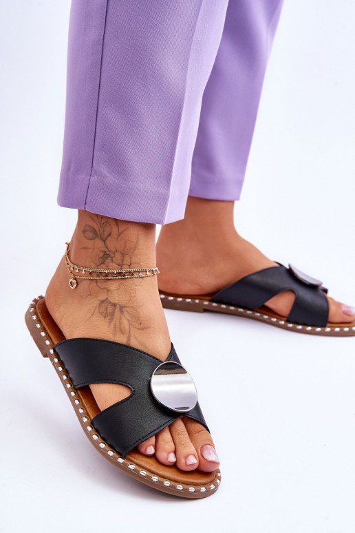 Plakanas sandales melnas krāsas Kenley