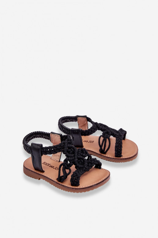 Pītas bērnu sandales melnas krāsas Tracy