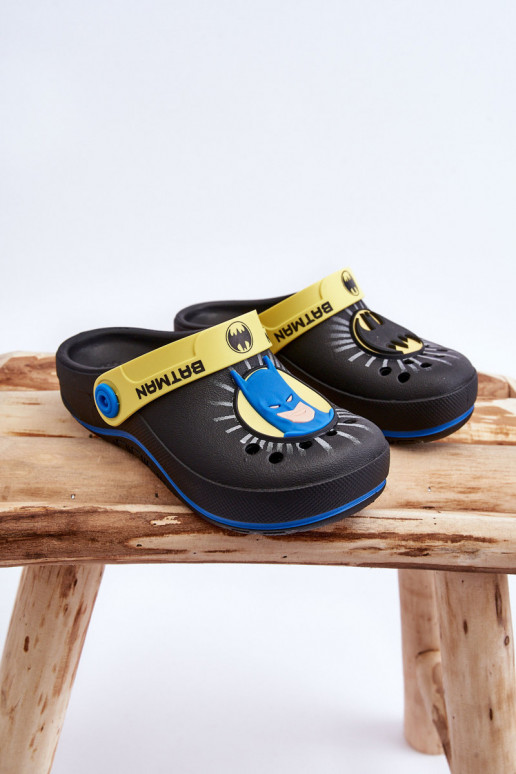 Bērnu crocs stila čības Batman Grendene Kids JJ385005 melnas krāsas Bērnu crocs stila čības Batman Grendene Kids JJ385005 melnas krāsas