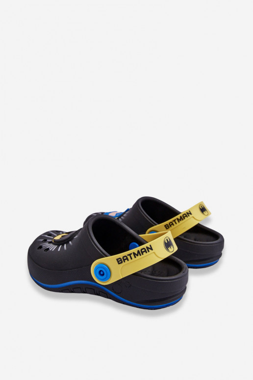 Bērnu crocs stila čības Batman Grendene Kids JJ385005 melnas krāsas Bērnu crocs stila čības Batman Grendene Kids JJ385005 melnas krāsas