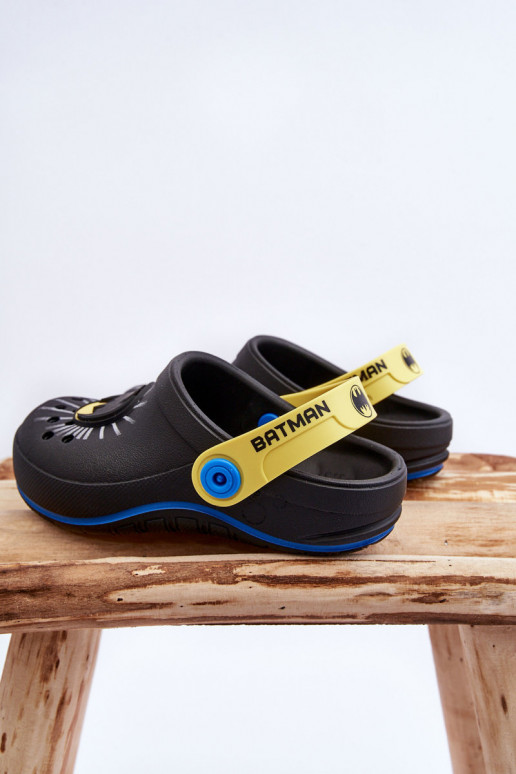 Bērnu crocs stila čības Batman Grendene Kids JJ385005 melnas krāsas Bērnu crocs stila čības Batman Grendene Kids JJ385005 melnas krāsas