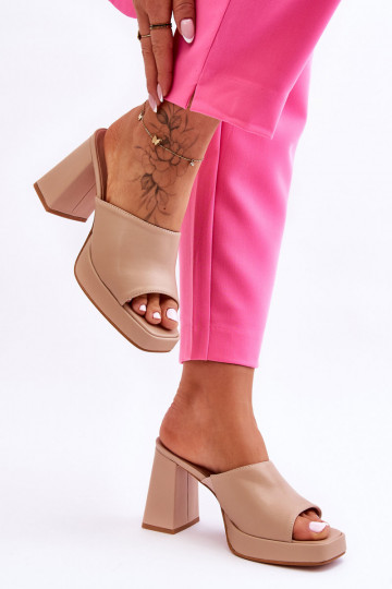 Čibas no dabīgas ādas ar papēdi smilšu krāsas Livesa 2