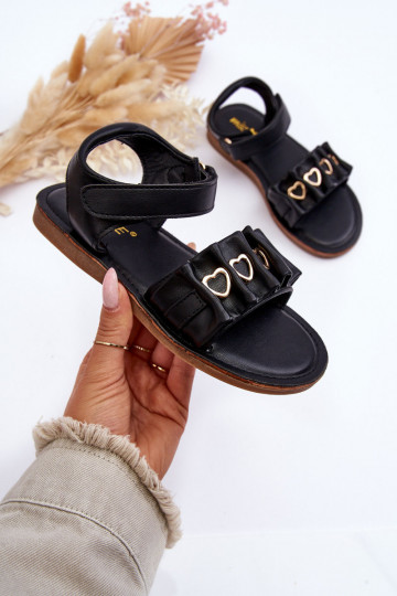 Bērnu sandales ar lipīgām aizdarēm melnas krāsas Havana 2