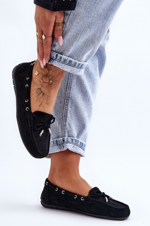 Eleganti zamšādas lauferi melnas krāsas Si Passione