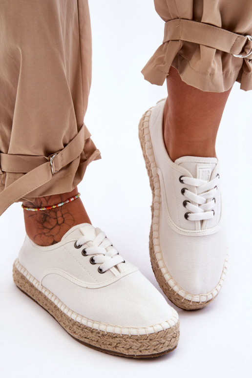 šņorējami brīvā laika apavi espadrilles Big Star LL274833 baltas krāsas