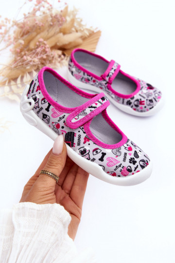 Bērnu čības/balerīnu kurpes Befado 114X521 Pelēkas krāsas-Rozā krāsas 2