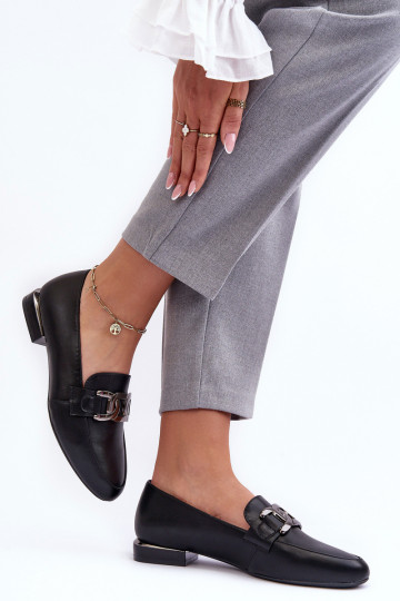 sieviešu mokasīni ar ornamentiem melnas krāsas Camilena 2