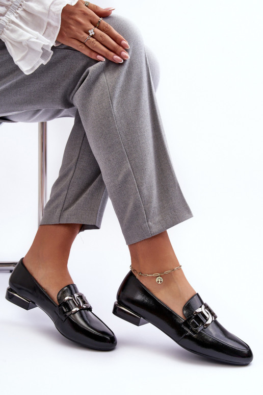 sieviešu mokasīni Laque ar ornamentiem melnas krāsas Camilena