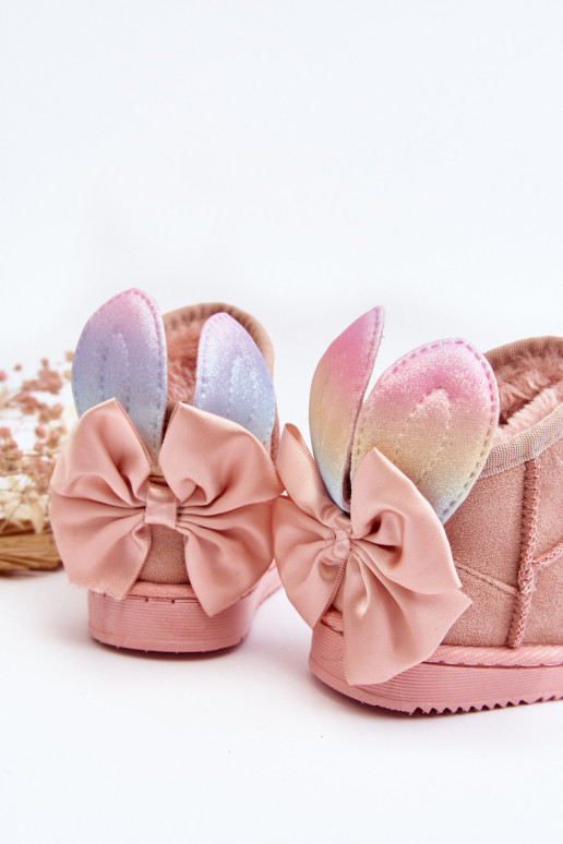 Bērnu siltināti sniega apavi ar bantītēm Rozā krāsas Meriva