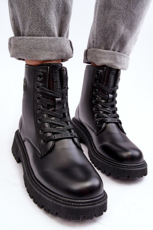 Sieviešu puszābaki šņorējami melnas krāsas Big Star MM274375 Sieviešu puszābaki šņorējami melnas krāsas Big Star MM274375