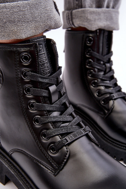 Sieviešu puszābaki šņorējami melnas krāsas Big Star MM274375 Sieviešu puszābaki šņorējami melnas krāsas Big Star MM274375