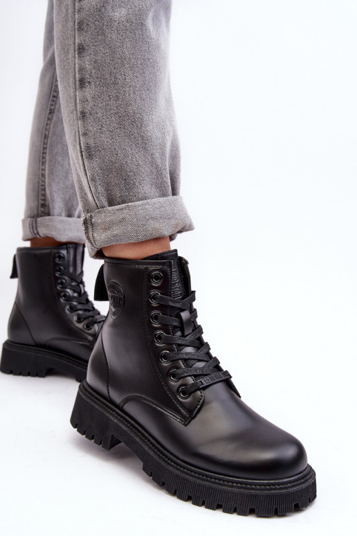 Sieviešu puszābaki šņorējami melnas krāsas Big Star MM274375 Sieviešu puszābaki šņorējami melnas krāsas Big Star MM274375