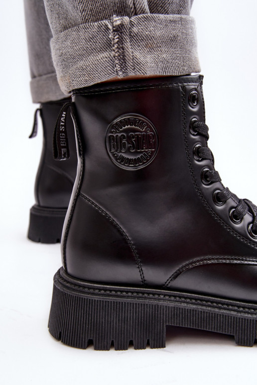 Sieviešu puszābaki šņorējami melnas krāsas Big Star MM274375 Sieviešu puszābaki šņorējami melnas krāsas Big Star MM274375