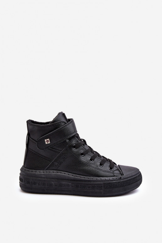 sieviešu puszābaki siltināti ar platformu Big Star melnas krāsas MM274008