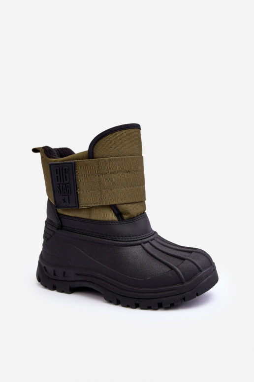 Sniega apavi ar lipīgām aizdarēm siltināti Haki krāsas Big Star MM374123 Sniega apavi ar lipīgām aizdarēm siltināti Haki krāsas Big Star MM374123