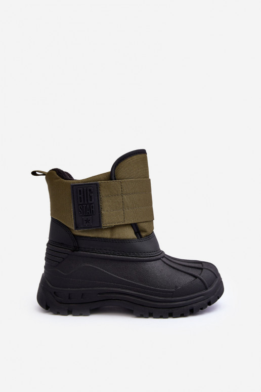 Sniega apavi ar lipīgām aizdarēm siltināti Haki krāsas Big Star MM374123 Sniega apavi ar lipīgām aizdarēm siltināti Haki krāsas Big Star MM374123