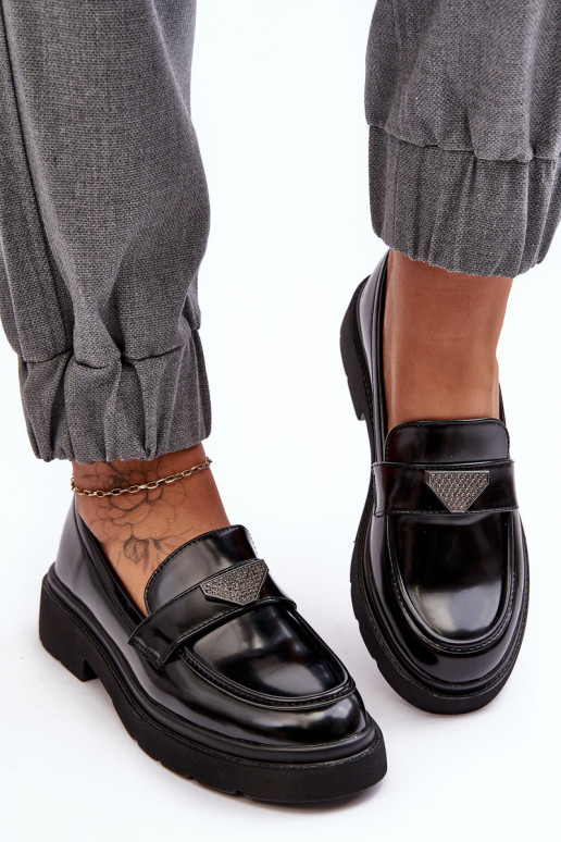 apavi Mokasīni ar platiem papēžiem melnas krāsas Venla apavi Mokasīni ar platiem papēžiem melnas krāsas Venla