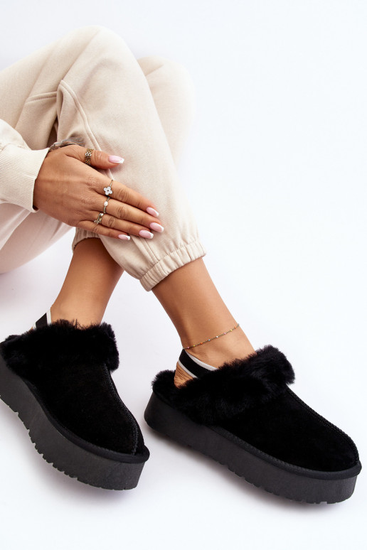 Čības ar platformu ar kažokādu melnas krāsas Sophienne Čības ar platformu ar kažokādu melnas krāsas Sophienne