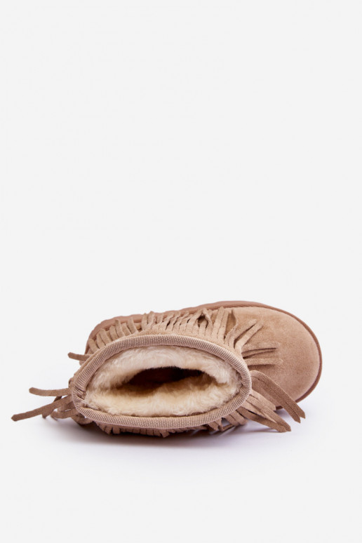 siltināti Sieviešu puszābaki sniega apavi Bērnu apavi i Frędzlami smilšu krāsas Nimia siltināti Sieviešu puszābaki sniega apavi Bērnu apavi i Frędzlami smilšu krāsas Nimia