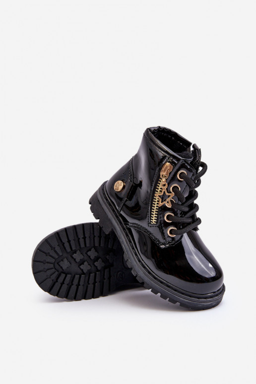 Sieviešu puszābaki Bērnu Laque ar rāvējslēdzējiem siltināti melnas krāsas Felori Sieviešu puszābaki Bērnu Laque ar rāvējslēdzējiem siltināti melnas krāsas Felori